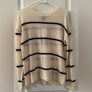 Bobeau Cream and Black Striped Sweater